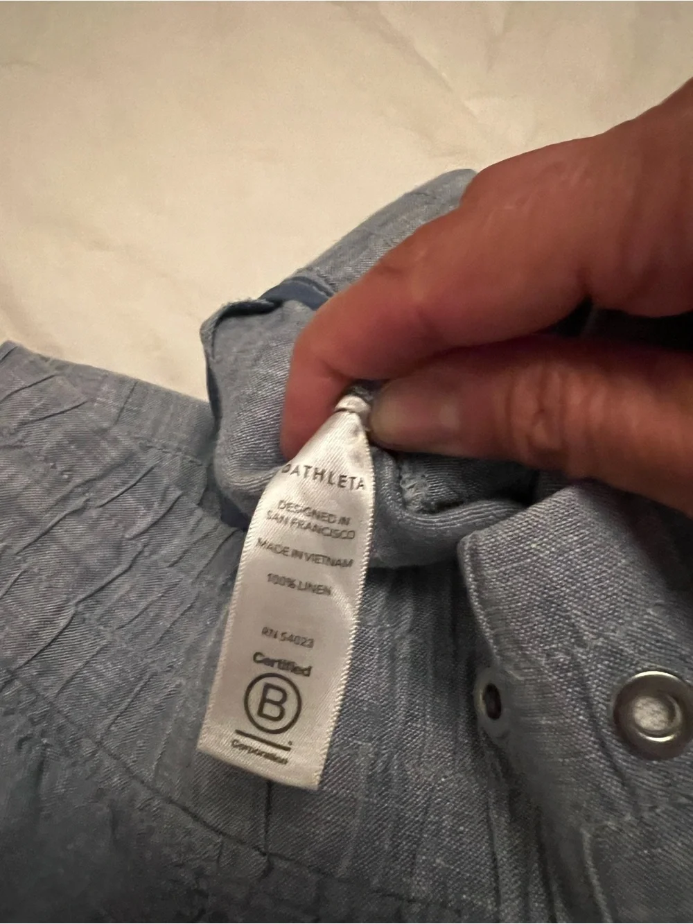 Athleta Cabo 100% Linen Wide-Leg Drawstring Pants in Chambray Blue - Picture 6 of 8